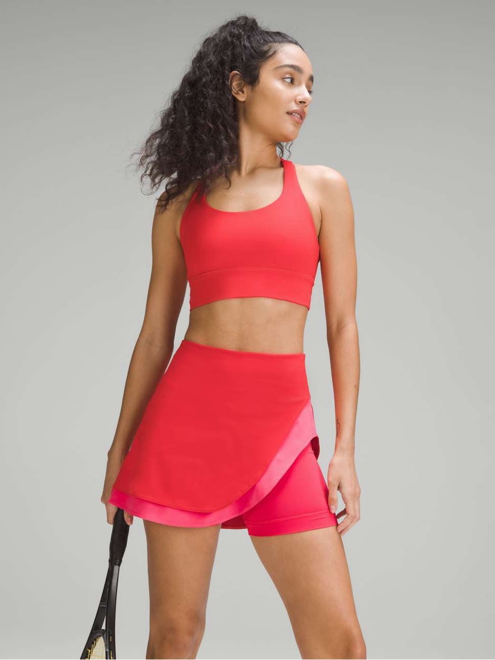lululemon athletica Two-Tone Red Active tennis skirt asymmetrical layered
